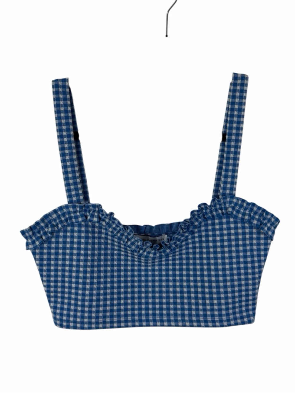 Urban Outfitters Blue Gingham Ruffle‎ Crop Top Sz M